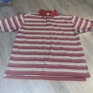 TEHAMA Red and White Striped Polo Shirt